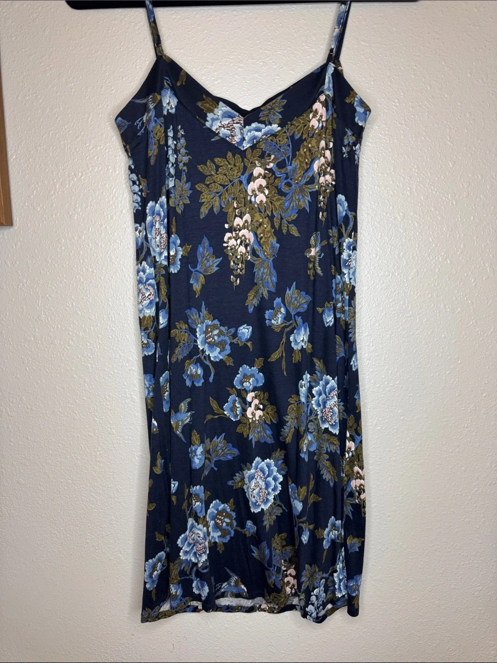HANRO Floral Slip Sleep Gown Nightdress Blue Floral Print XS Luxury Loungewear